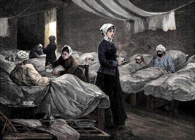 Florence Nightingale in the barrack hospital at Scutari, circa 1880.