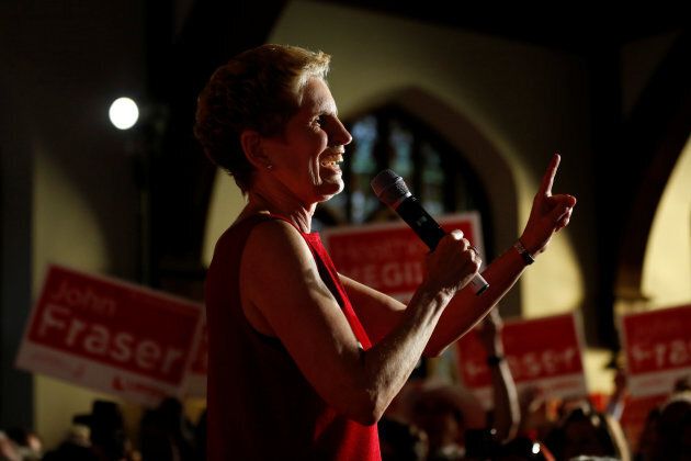 Ontario Liberal leader and Premier Kathleen Wynne speaks during a campaign rally in Ottawa on May 9, 2018.