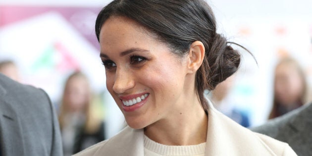 Meghan Markle smiles during a visit to the Eikon Exhibition Centre in Lisburn, Northern Ireland on March 23, 2018.