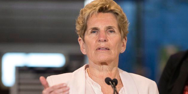 Ontario Liberal Leader Kathleen Wynne makes a policy announcement at the Finishing Trades Institute of Ontario in Toronto on May 14, 2018.