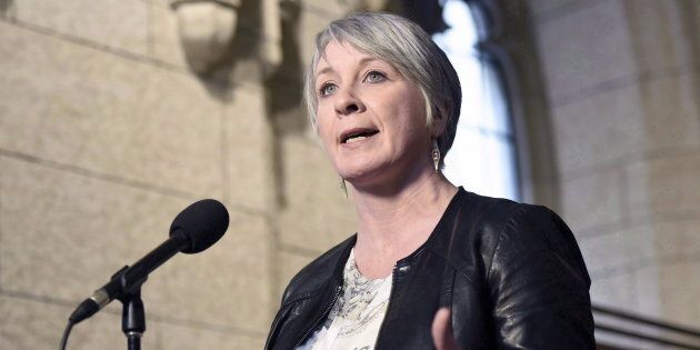 Minister of Employment, Workforce Development and Labour Patty Hajdu speaks to reporters during a weekend meeting of the national caucus on Parliament Hill in Ottawa on March 25, 2017.