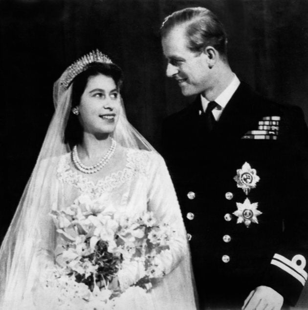 Queen Elizabeth II and Prince Philip on their wedding day in 1947.