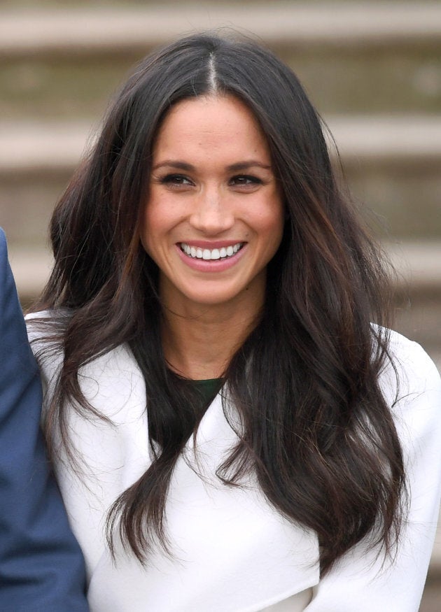 Meghan Markle wearing Canadian brand Line during her engagement photocall at Kensington Palace in November.