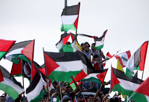 A pro-Palestine rally to mark the 70th anniversary of the Nakba in Lebanon on May 15, 2018.