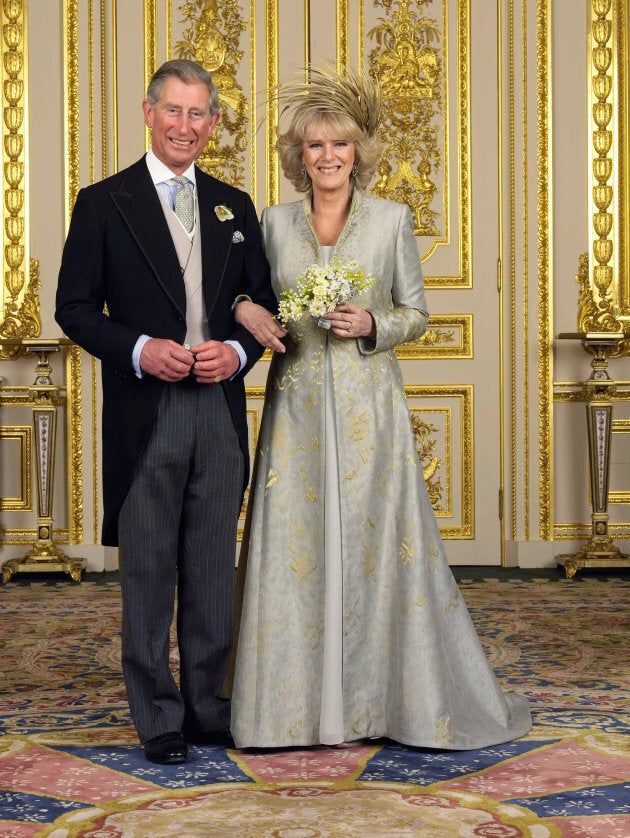 Prince Charles, the Prince of Wales and Camilla, Duchess of Cornwall, pose for their official photograph at Windsor Castle following their marriage.