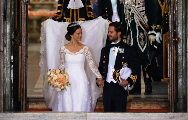 Prince Carl Philip of Sweden and Princess Sofia of Sweden depart after their royal wedding at The Royal Palace on June 13, 2015 in Stockholm, Sweden.