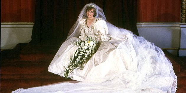 Diana, Princess of Wales, in her wedding dress.