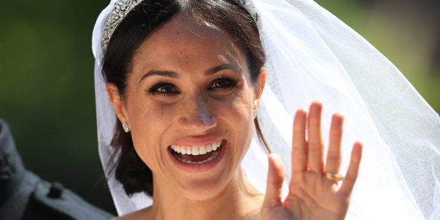 Meghan Markle rides in an Ascot Landau along the Long Walk after the royal wedding on May 19.