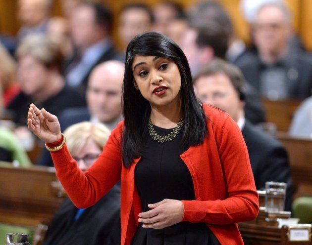 Leader of the Government in the House of Commons Bardish Chagger rises during Question Period in the House of Commons on Parliament Hill in Ottawa on Feb. 8, 2018.