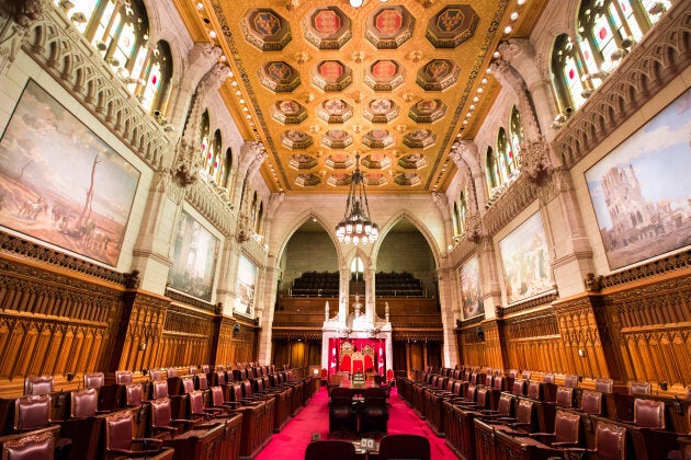 The Senate Chamber within Canada's Parliament Building.