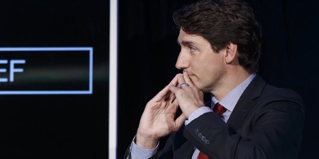 Prime Minister Justin Trudeau listens during a Bloomberg Businessweek Debrief event in Toronto on May 29, 2018.