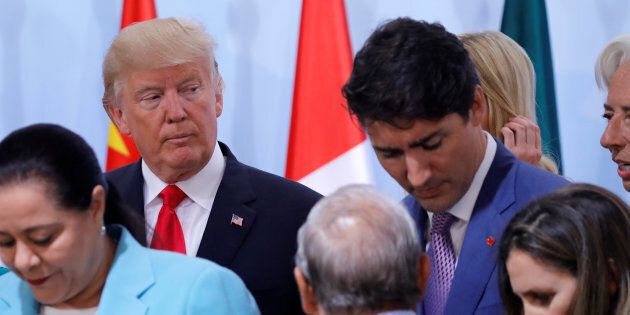 U.S. President Donald Trump and Prime Minister Justin Trudeau attend the Women's Entrepreneurship Finance event during the G20 leaders summit in Hamburg, Germany on July 8, 2017.
