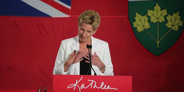 Premier Kathleen Wynne delivers her concession speech to supporters after the final votes are in at the York Mills Gallery in Toronto, Ont. on June 7, 2018.