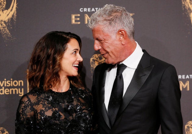 Chef Anthony Bourdain and actor Asia Argento at the 2017 Creative Arts Emmy Awards in Los Angeles, Calif. September 9, 2017.