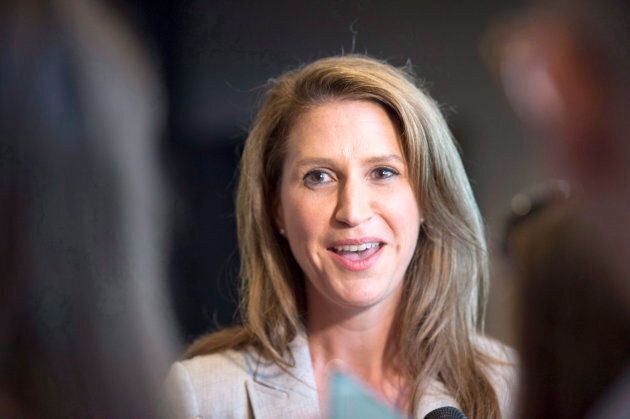 Ontario PC candidate Caroline Mulroney answers questions following a round table meeting with leader Doug Ford in Newmarket, Ont. on May 28, 2018.
