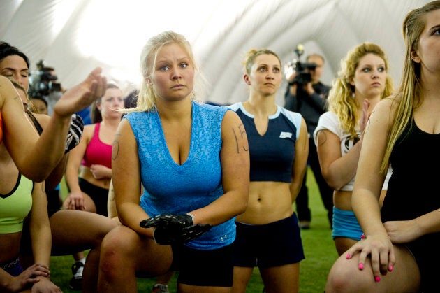 Krista Ford is seen trying out for the Toronto Triumph on April 30, 2011.