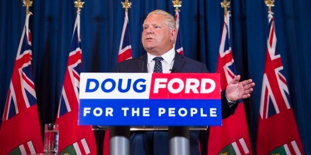 Ontario premier-elect Doug Ford speaks to the media after winning the Ontario Provincial election in Toronto, on June 8, 2018.