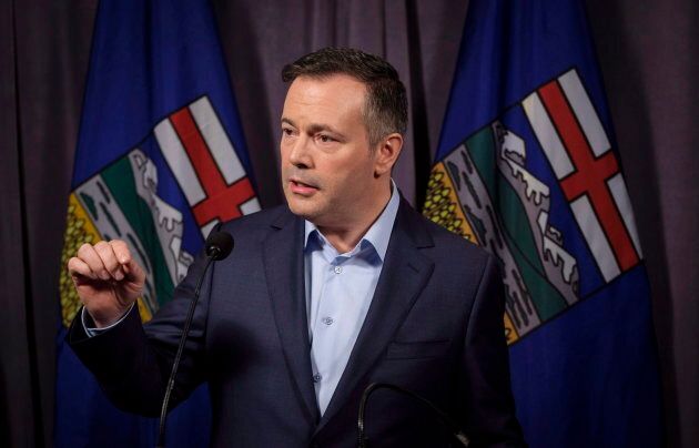 Jason Kenney speaks to the media at his first convention as leader of the United Conservative Party in Red Deer, Alta., on May 6, 2018.