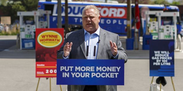 Doug Ford, now premier-elect, speaks during a campaign press conference in Oakville, Ont. on May 16, 2018.