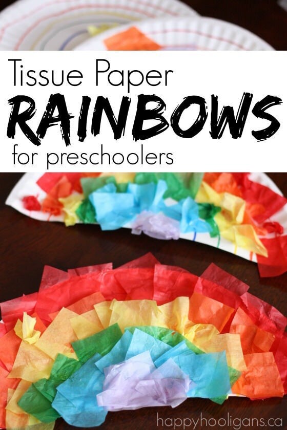 DIY Tissue Paper Rainbow  Tissue paper art, Tissue paper crafts, Rainbow  crafts