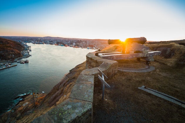 The sun over Signal Hill, St. John's, NL.