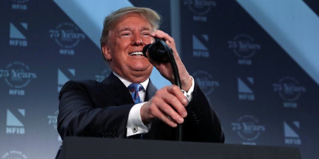 U.S. President Donald Trump delivers remarks to the National Federation of Independent Businesses in Washington, on June 19, 2018.