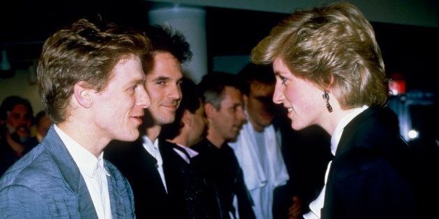 Princess Diana meeting musician Bryan Adams after a pop concert in Vancouver during her tour of Canada, on May 3, 1986.