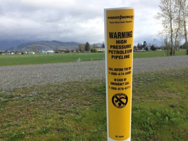 The existing Trans Mountain pipeline crosses a river in Chilliwack, B.C., near Cheam First Nation.