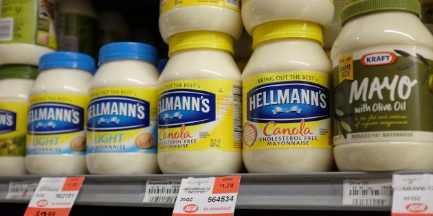Jars of mayonnaise are seen in a store on Jan. 30, 2014 in Miami, Fla.
