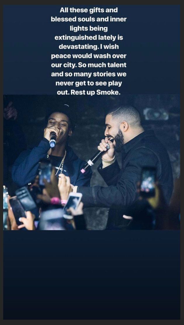 Drake posted this tribute to Smoke Dawg to his Instagram story