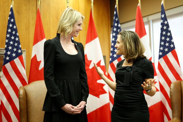 Kelly Craft meets Foreign Affairs Minister Chrystia Freeland at the Lester B. Pearson Building in Ottawa on Oct. 23, 2017. REUTERS/Chris Wattie