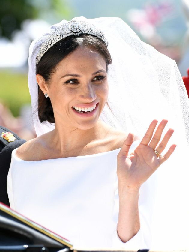 The Duchess of Sussex leaves Windsor Castle after getting married at St. Georges Chapel on May 19, 2018.
