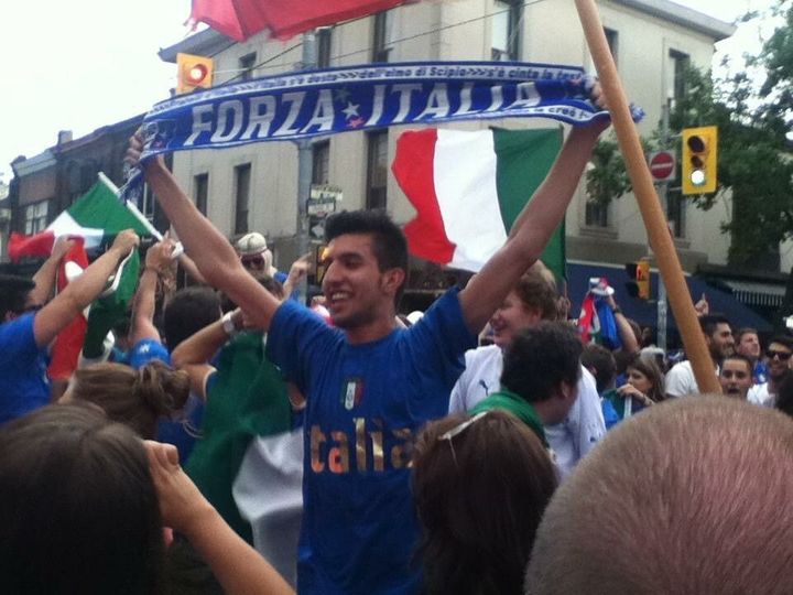The author celebrating Italy's Euro Cup win against England in downtown Toronto's Little Italy on June 24, 2012.