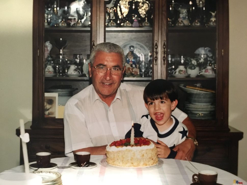 The author celebrating his nonno's birthday with him.