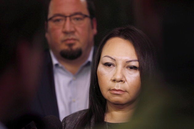 Grand Chief Sheila North Wilson speaks to media in Winnipeg on March 18, 2016.