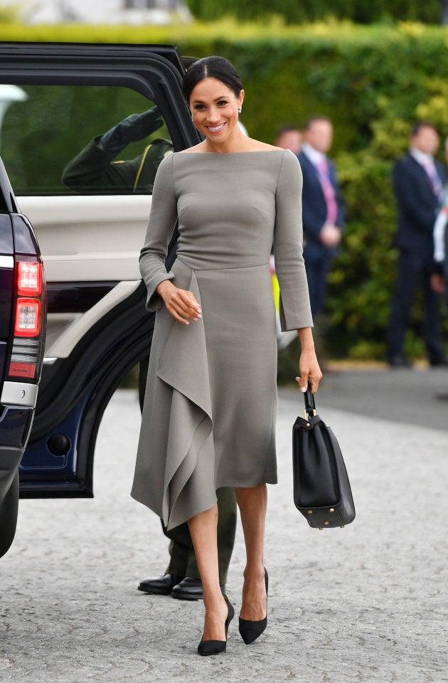 The Duchess of Sussex arriving to meet President Michael Higgins.