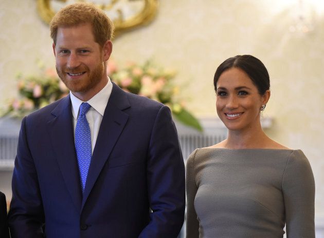 Meghan Markle wearing a Roland Mouret boatneck dress with Prince Harry on the second day of their royal visit to Ireland.