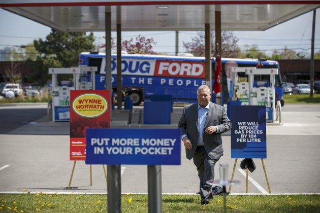 Doug Ford, then Progressive Conservative Party candidate for Ontario premier, arrives for a press conference in Oakville, Ont. on May 16, 2018.