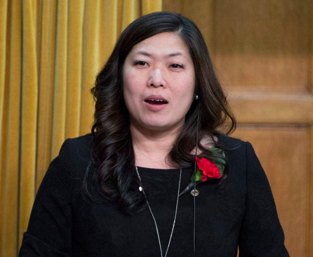 Newly-elected Liberal MP Mary Ng rises to ask a question during her first Question Period in the House of Commons on May 3, 2017 in Ottawa.