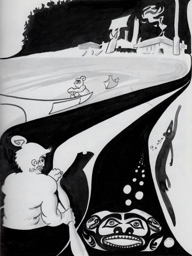 The line becomes the surface of the water. "A Tale of Two Shamans," p. 13.