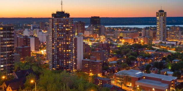 A view of downtown Hamilton, Ont., with Lake Ontario in the background. The city ranked third place in Bank of Montreal's list of the best cities for jobs and affordable living.