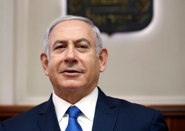 Israeli Prime Minister Benjamin Netanyahu attends the weekly cabinet meeting at his office in Jerusalem on July 15, 2018.