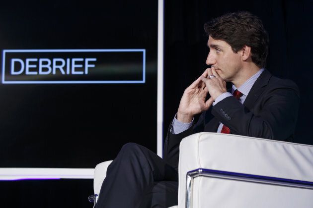 Prime Minister Justin Trudeau listens during a Bloomberg Businessweek Debrief event in Toronto, Ont. on May 29, 2018. Trudeau said that uncertainty around the Trans Mountain pipeline expansion made it "too risky" for Kinder Morgan but the federal government will get it built and find a buyer.