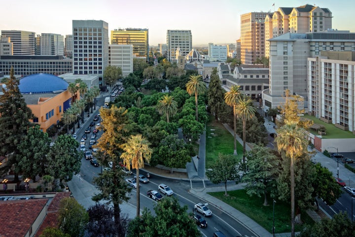 The historic Plaza de Cesar Chavez in San Jose, Calif. The city is the heart of Silicon Valley.