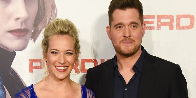 Luisana Lopilato and Michael Buble attend the premiere of 'Perdidas' at the Hoyts Dot Cinemas on April 16, 2018 in Buenos Aires, Argentina.