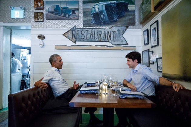 Justin Trudeau had dinner with former U.S. President Barack Obama at Montreal's Liverpool House restaurant during Obama's visit to address the Montreal Chamber of Commerce, on June 6, 2017.