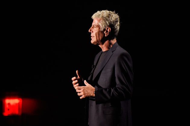 Anthony Bourdain speaks onstage during the Turner Upfront 2017 show.