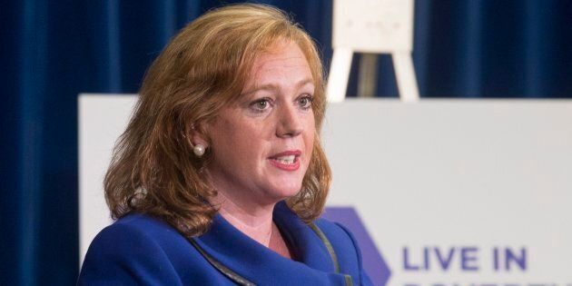 Lisa Macleod, Ontario's minister of social services, makes an announcement on welfare rates at the Ontario Legislature in Toronto on Tuesday.