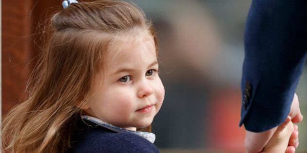 Princess Charlotte of Cambridge arrives at St Mary's Hospital to visit Prince Louis on April 23, 2018 in London, England.