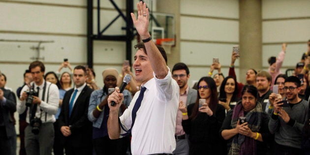 Prime Minister Justin Trudeau takes part in a town hall meeting in Edmonton on Feb. 1, 2018.